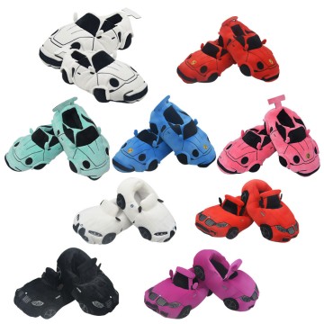 OEM Custom Plush Slippers - Fun Racing Car Design with Non-Slip Sole