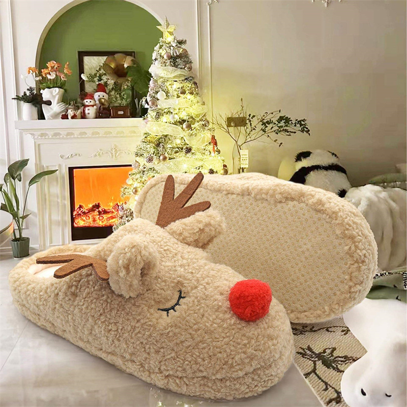 reindeer plush slippers